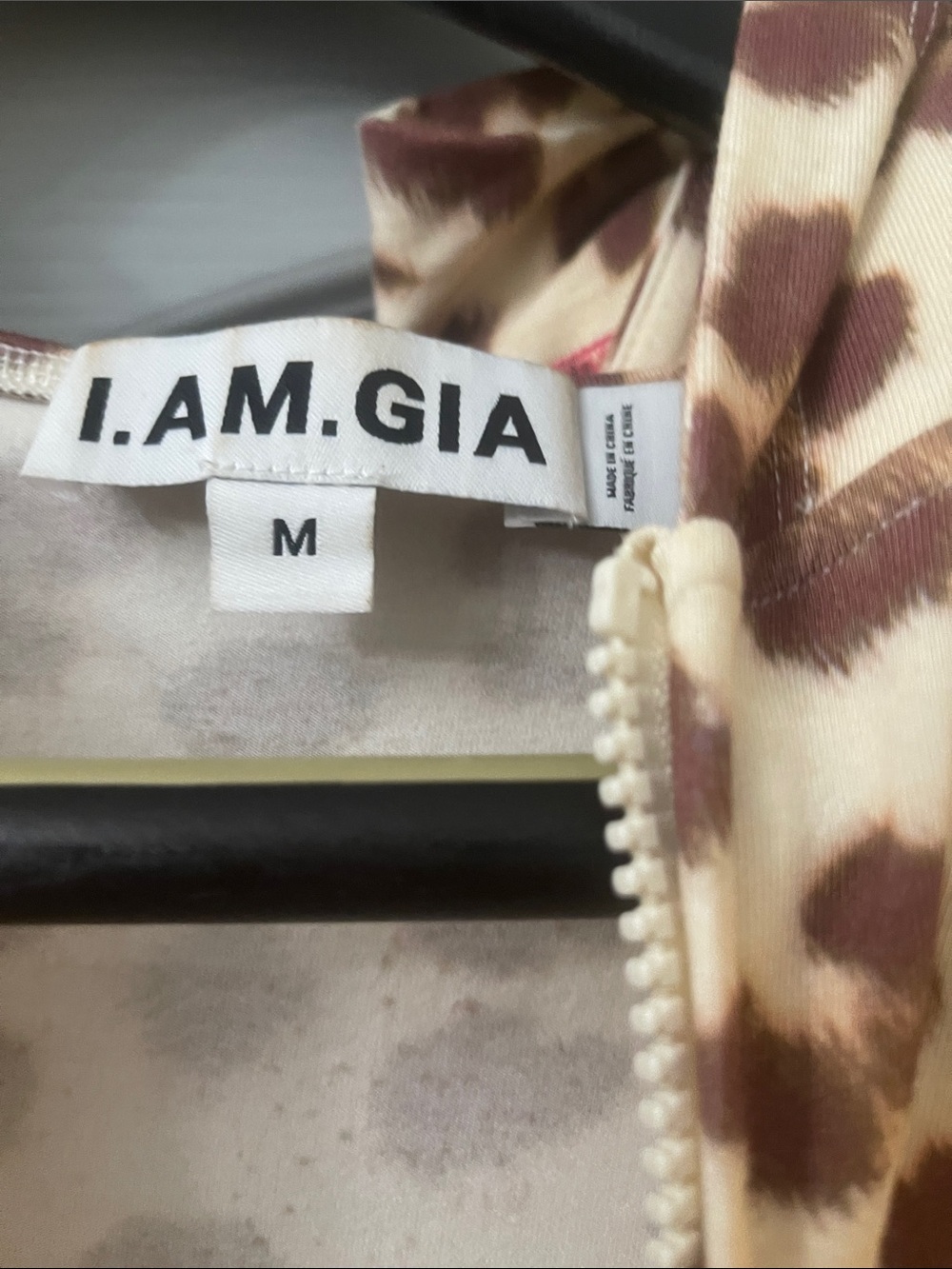 I.AM.GIA Cream and Brown Leopard Hooded with Pink Trim - Picture 2 of 5